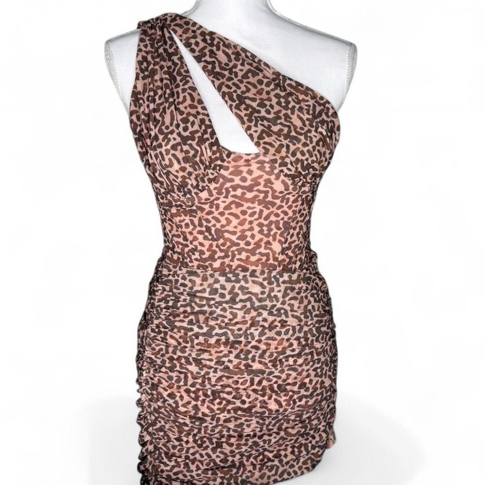 House of CB Leopard Print One-Shoulder Dress